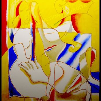 Peinture intitulée "Le Sphinx et la jeu…" par Pierre-Louis Torres, Œuvre d'art originale, Acrylique