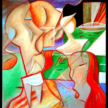 Painting titled "Un baiser  -  A kiss" by Pierre-Louis Torres, Original Artwork, Acrylic
