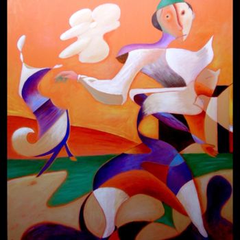Peinture intitulée "Le lanceur de nuage…" par Pierre-Louis Torres, Œuvre d'art originale, Acrylique