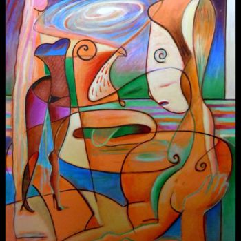 Painting titled "Les pêcheurs de cor…" by Pierre-Louis Torres, Original Artwork, Acrylic