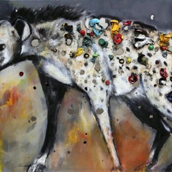 Painting titled "hunting-acrylics-an…" by Pierre Mathieu, Original Artwork, Oil
