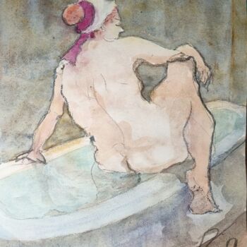 Femme s'apprêtant au bain