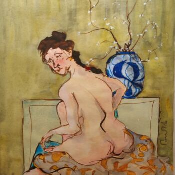 제목이 "Femme à coté d'un v…"인 미술작품 Pierre Milosavljevic로, 원작, 잉크