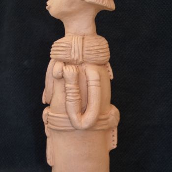 Skulptur mit dem Titel "stylnok femme colon…" von Pierre Morice, Original-Kunstwerk, Terra cotta