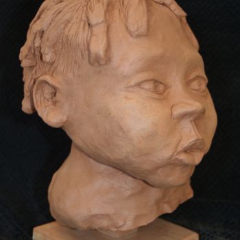 Скульптура под названием "enfant Mbouaka" - Pierre Morice, Подлинное произведение искусства, Терракота