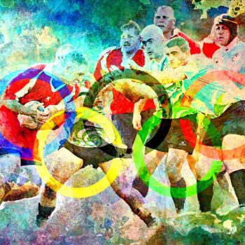 「Le Rugby」というタイトルのデジタルアーツ Pierre Nouailleによって, オリジナルのアートワーク, 2Dデジタルワーク