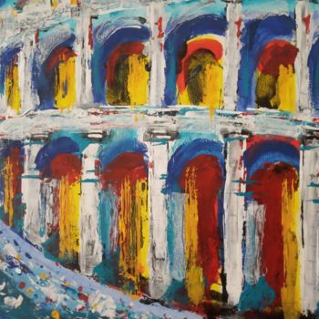 Painting titled "arène color" by Omega Pierre, Original Artwork, Acrylic