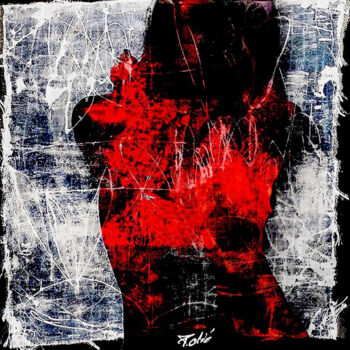 Картина под названием "Red fire" - Pierre Olié, Подлинное произведение искусства, Рисунок распылителем краски Установлен на…