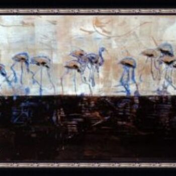 Peinture intitulée "les flamands bleus" par Pierre Olié, Œuvre d'art originale