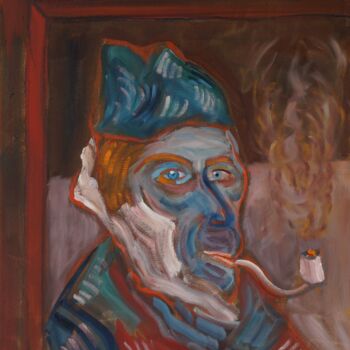 Картина под названием "L'homme à la pipe" - Pierre Paszkowski, Подлинное произведение искусства, Масло