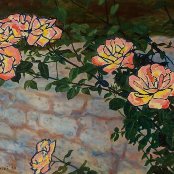 Painting titled "Roses" by Pierre Paszkowski, Original Artwork, Oil
