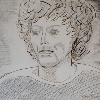Drawing titled "Patrick DEWAERE - d…" by Pierre Paszkowski, Original Artwork, Ink