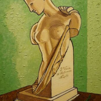 Peinture intitulée "sculpture et rose" par Pierre Paszkowski, Œuvre d'art originale, Huile