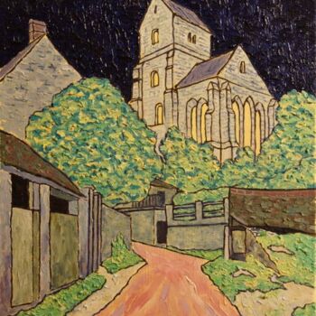 Malerei mit dem Titel "Eglise de Brumetz -…" von Pierre Paszkowski, Original-Kunstwerk, Öl