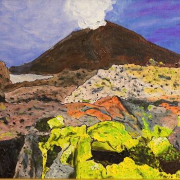 Painting titled "etna" by Pierre Paszkowski, Original Artwork, Oil