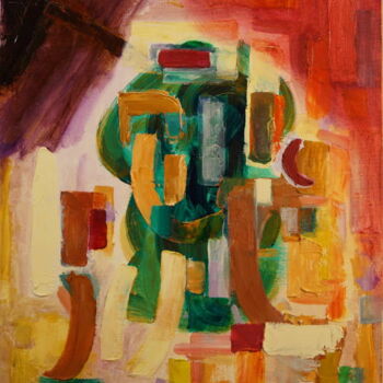 Painting titled "éléphant sortant de…" by Pierre Paszkowski, Original Artwork, Oil