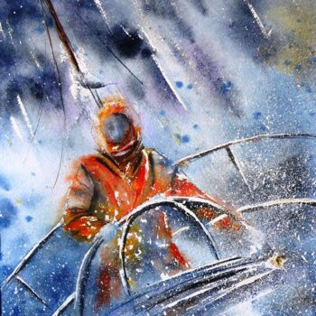 Painting titled "Dans la tempête." by Pierre Patenet, Original Artwork, Watercolor