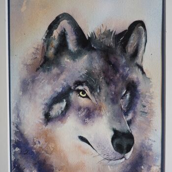 Peinture intitulée "Le loup 2" par Pierre Patenet, Œuvre d'art originale, Aquarelle