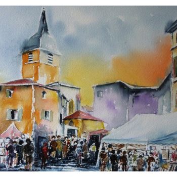 Painting titled "Bagnols en Beaujola…" by Pierre Patenet, Original Artwork, Watercolor