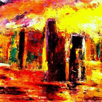 Painting titled "CITY" by Pierre-Paul Marchini, Original Artwork, Oil
