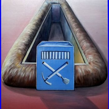 Pintura intitulada "cigarette-tombe" por Pierre Peytavin, Obras de arte originais, Óleo Montado em Cartão