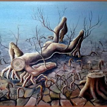 Pintura titulada "ARBRE MOURANT DE SO…" por Pierre Peytavin, Obra de arte original, Oleo Montado en Bastidor de camilla de m…
