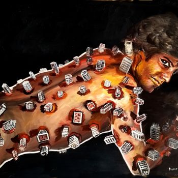Malerei mit dem Titel "LA VILLE ME DONNE D…" von Pierre Peytavin, Original-Kunstwerk, Öl Auf Karton montiert