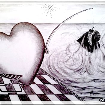 Arte digitale intitolato "Coeur-Pêcheur" da Pierre Peytavin, Opera d'arte originale, Lavoro digitale 2D