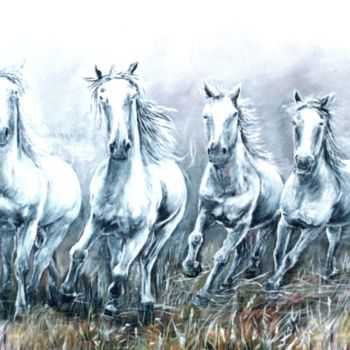 Arts numériques intitulée "chevaux ( version h…" par Pierre Peytavin, Œuvre d'art originale, Travail numérique 2D