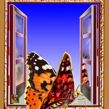 Digitale Kunst getiteld "un papillon" door Pierre Peytavin, Origineel Kunstwerk, 2D Digital Work