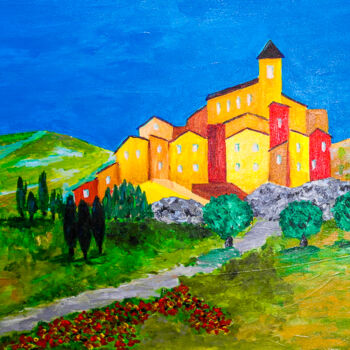 Painting titled "Village provençal" by Pierre Pilling, Original Artwork, Acrylic
