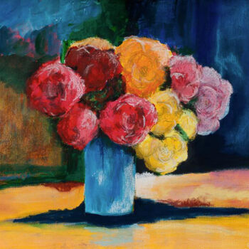 Painting titled "Le bouquet" by Pierre Pilling, Original Artwork, Pastel