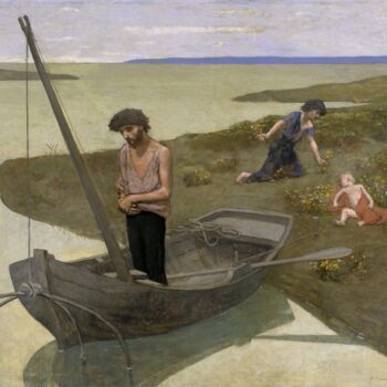 Pittura intitolato "Le pauvre pêcheur" da Pierre Puvis De Chavannes, Opera d'arte originale, Olio
