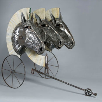 Sculpture titled "CHEVAL 2-3  (Cheval…" by Pierre Sidoine, Original Artwork, Metals