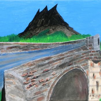 Peinture intitulée "Pont de pierres com…" par Pierre Turbillon, Œuvre d'art originale, Acrylique
