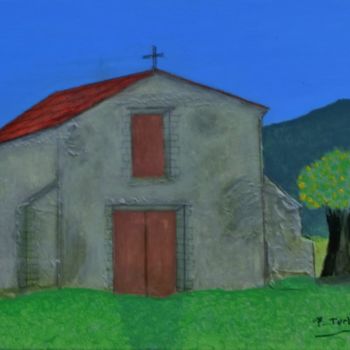 Pintura intitulada "Chapelle ancienne S…" por Pierre Turbillon, Obras de arte originais, Acrílico
