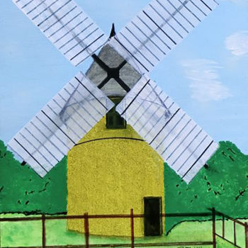 Painting titled "Moulin du Mont des…" by Pierre Turbillon, Original Artwork, Acrylic