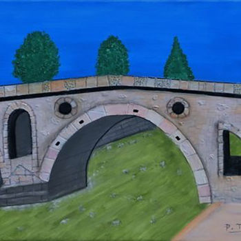 Peinture intitulée "Pont de Prizren" par Pierre Turbillon, Œuvre d'art originale, Acrylique