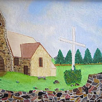 Peinture intitulée "La petite église -…" par Pierre Turbillon, Œuvre d'art originale