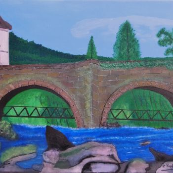 Peinture intitulée "Le vieux pont" par Pierre Turbillon, Œuvre d'art originale, Huile