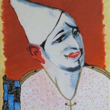 Painting titled "Clown blanc" by Pierre Turbillon, Original Artwork, Acrylic