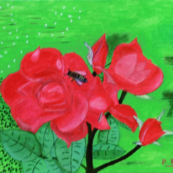 Peinture intitulée "Roses Anne de Breta…" par Pierre Turbillon, Œuvre d'art originale, Acrylique