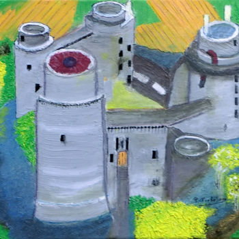 Painting titled "Château de la Hunau…" by Pierre Turbillon, Original Artwork, Oil