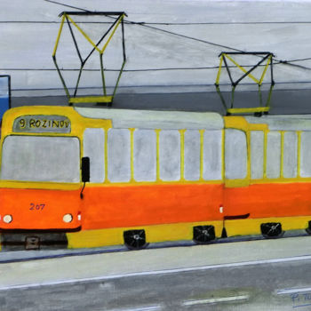 제목이 "Tram de Bratislava"인 미술작품 Pierre Turbillon로, 원작, 아크릴