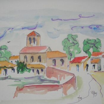 Peinture intitulée "Village provençal" par Pierre Varési Pierre, Œuvre d'art originale