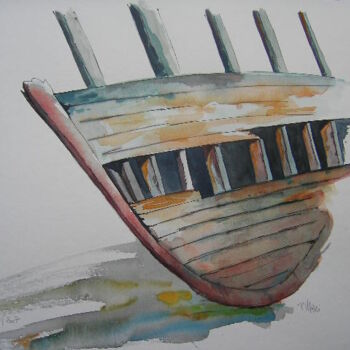 Schilderij getiteld "Coque de bateau" door Pierre Varési Pierre, Origineel Kunstwerk