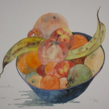 Painting titled "Corbeille de fruits" by Pierre Varési Pierre, Original Artwork