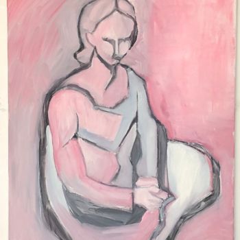 Peinture intitulée "Femme assise" par Pierre Vassal, Œuvre d'art originale, Huile Monté sur Châssis en bois