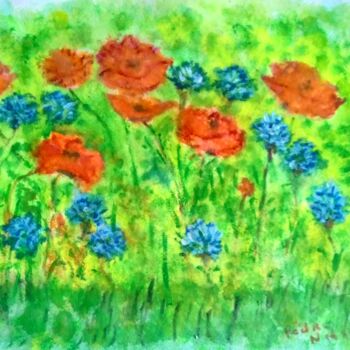 Peinture intitulée "Fleurs des champs" par Pierre Verhelst (PEDRO NELSON), Œuvre d'art originale, Aquarelle