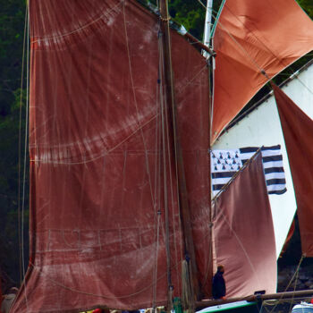 Φωτογραφία με τίτλο "Voiles et drapeau b…" από Pierre-Yves Rospabé, Αυθεντικά έργα τέχνης, Ψηφιακή φωτογραφία